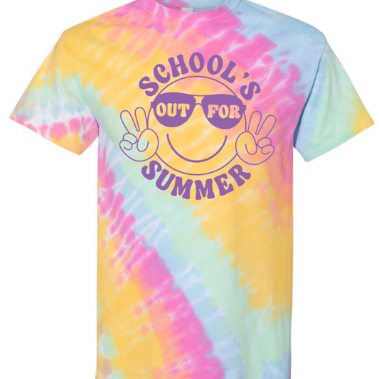 School’s Out For Summer Tie Dyed Graphic T-shirt