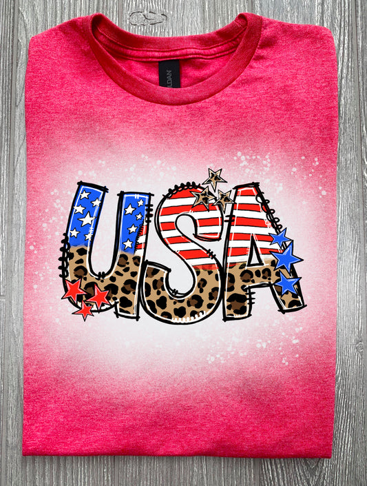 USA leopard patriotic t-shirt