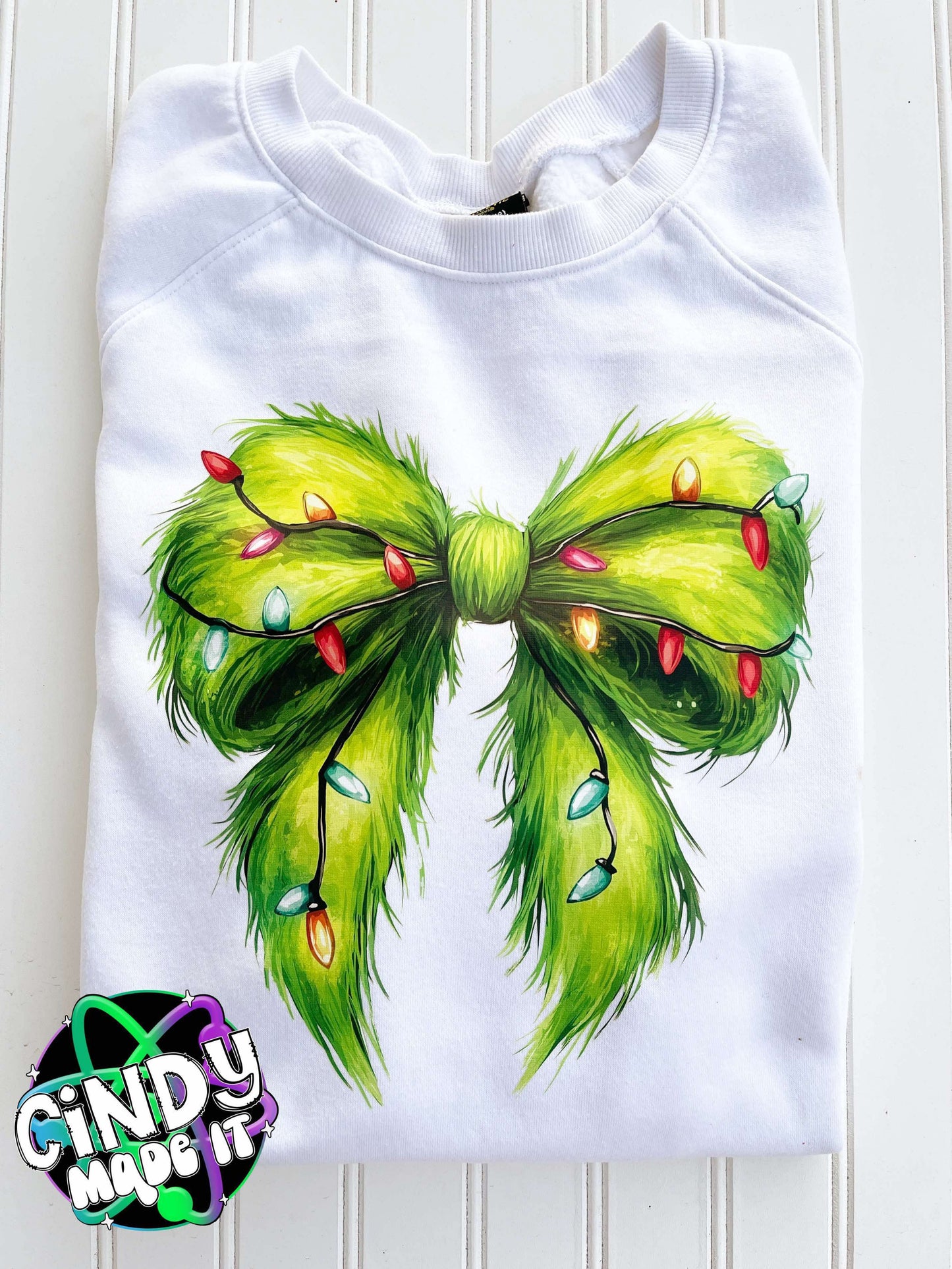Grinchy Bow Christmas Crewneck Sweatshirt / T-Shirt