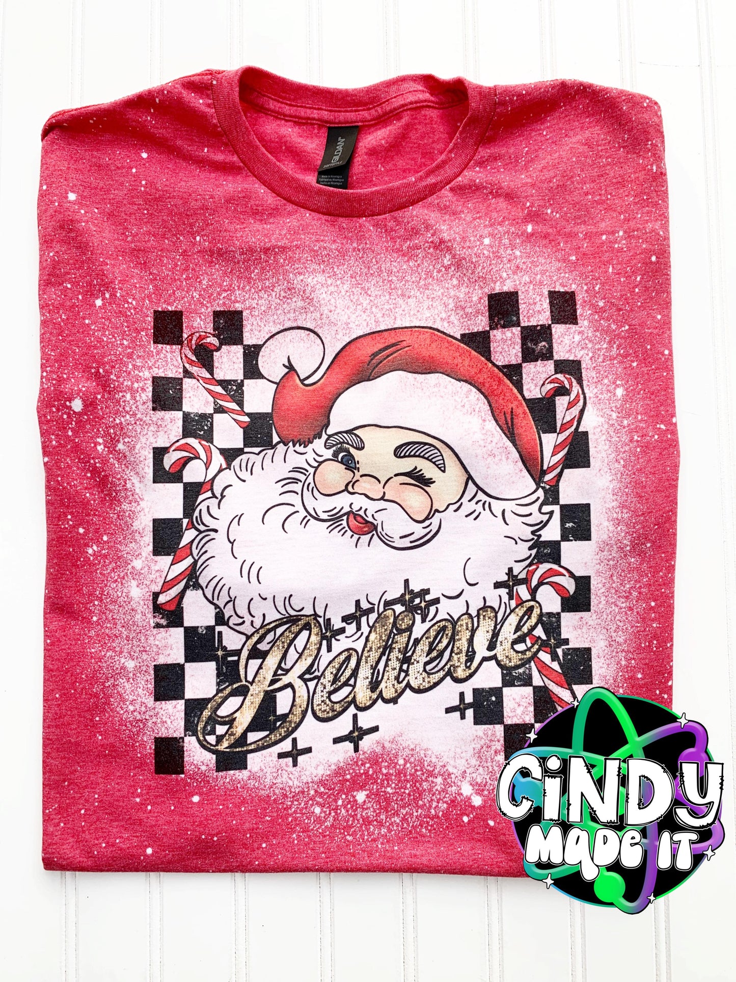 Santa Believe Christmas Custom Bleach T-Shirt