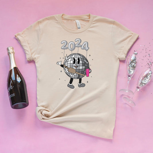 2024 New Year Disco Ball Graphic T-Shirt
