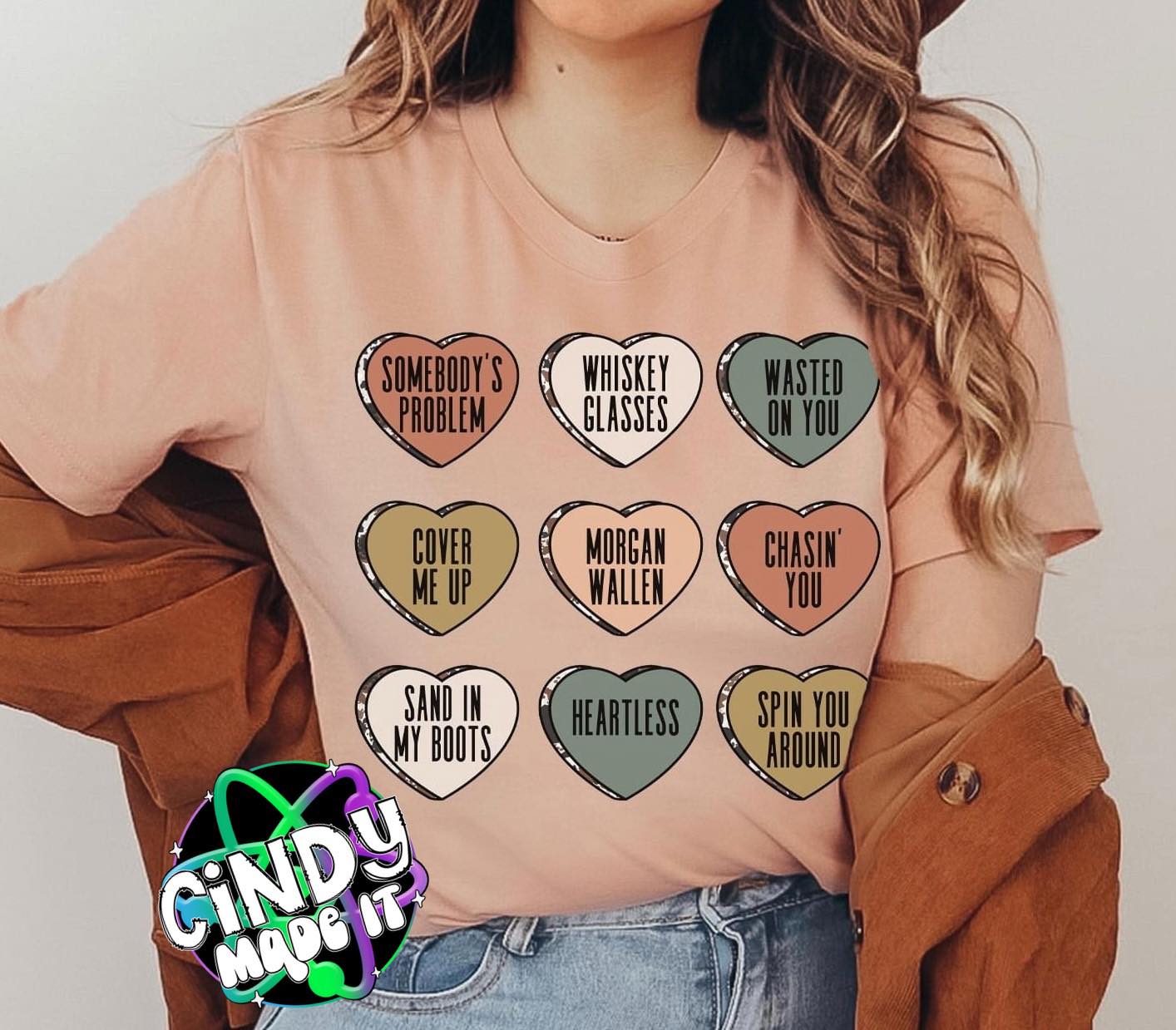 Country Music Candy Hearts Valentine Graphic T-shirt