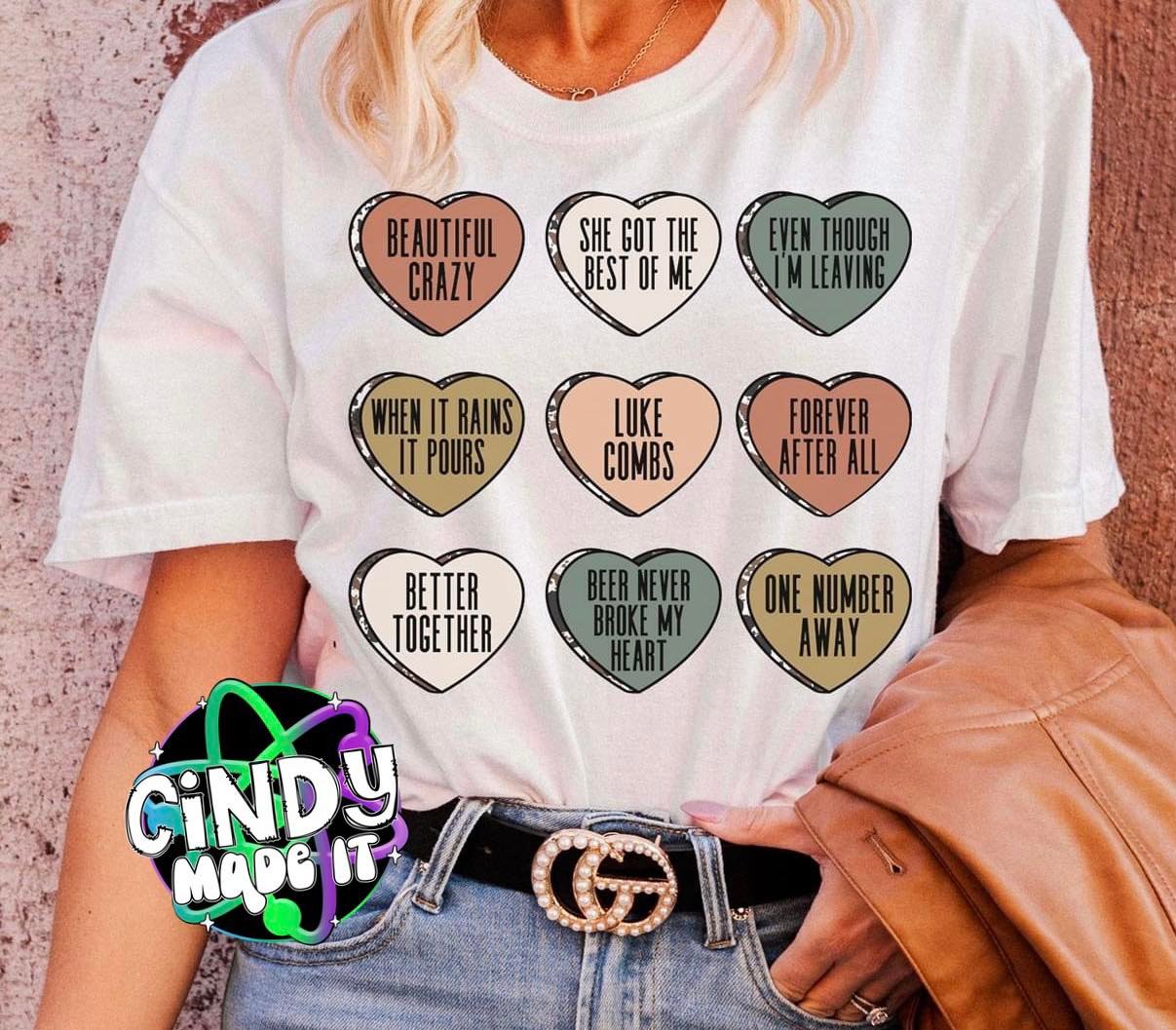 Country Music Candy Hearts Valentine Graphic T-shirt