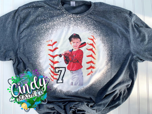 Custom Athlete Photo T-Shirt - Baseball laces background