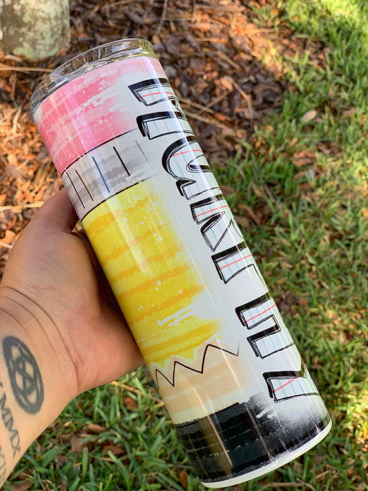 Personalized Teacher Pencil Sublimated Tumbler