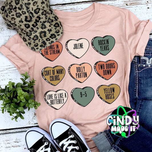 Country Music Candy Hearts Valentine Graphic T-shirt