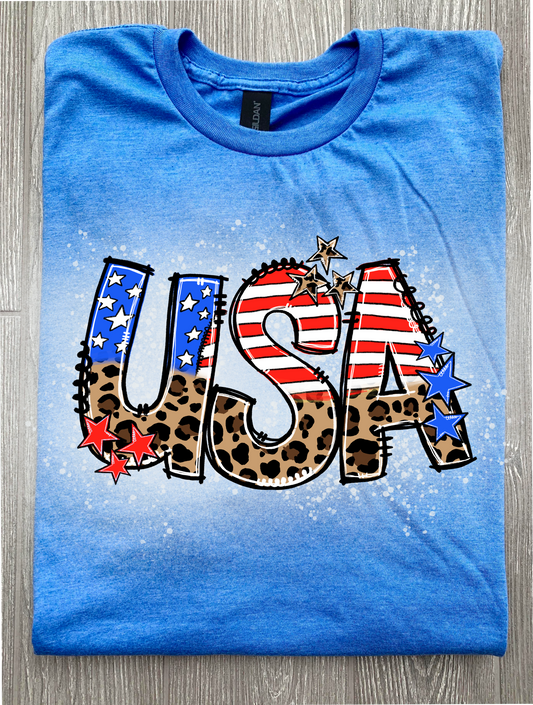 USA leopard patriotic t-shirt