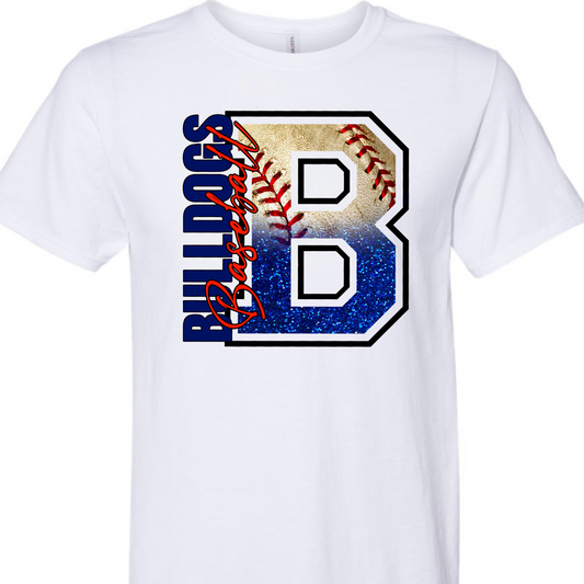 Bulldogs Baseball faux glitter Spirit T-shirt