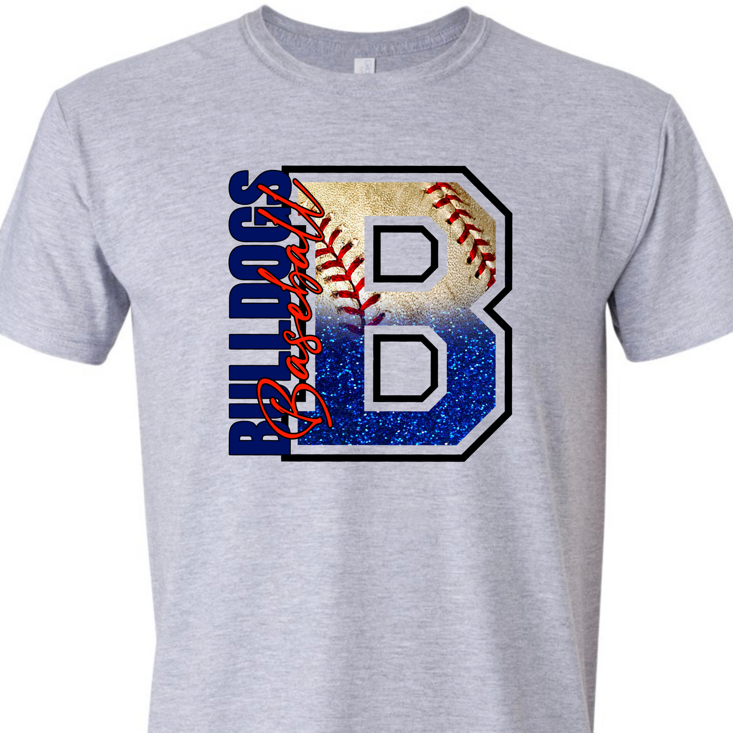 Bulldogs Baseball faux glitter Spirit T-shirt