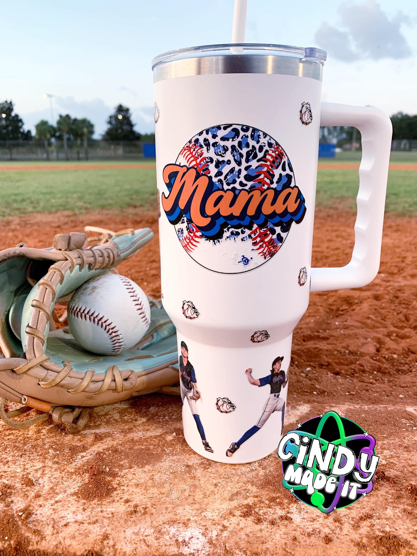 40oz Custom Photo Sports Mama Tumbler