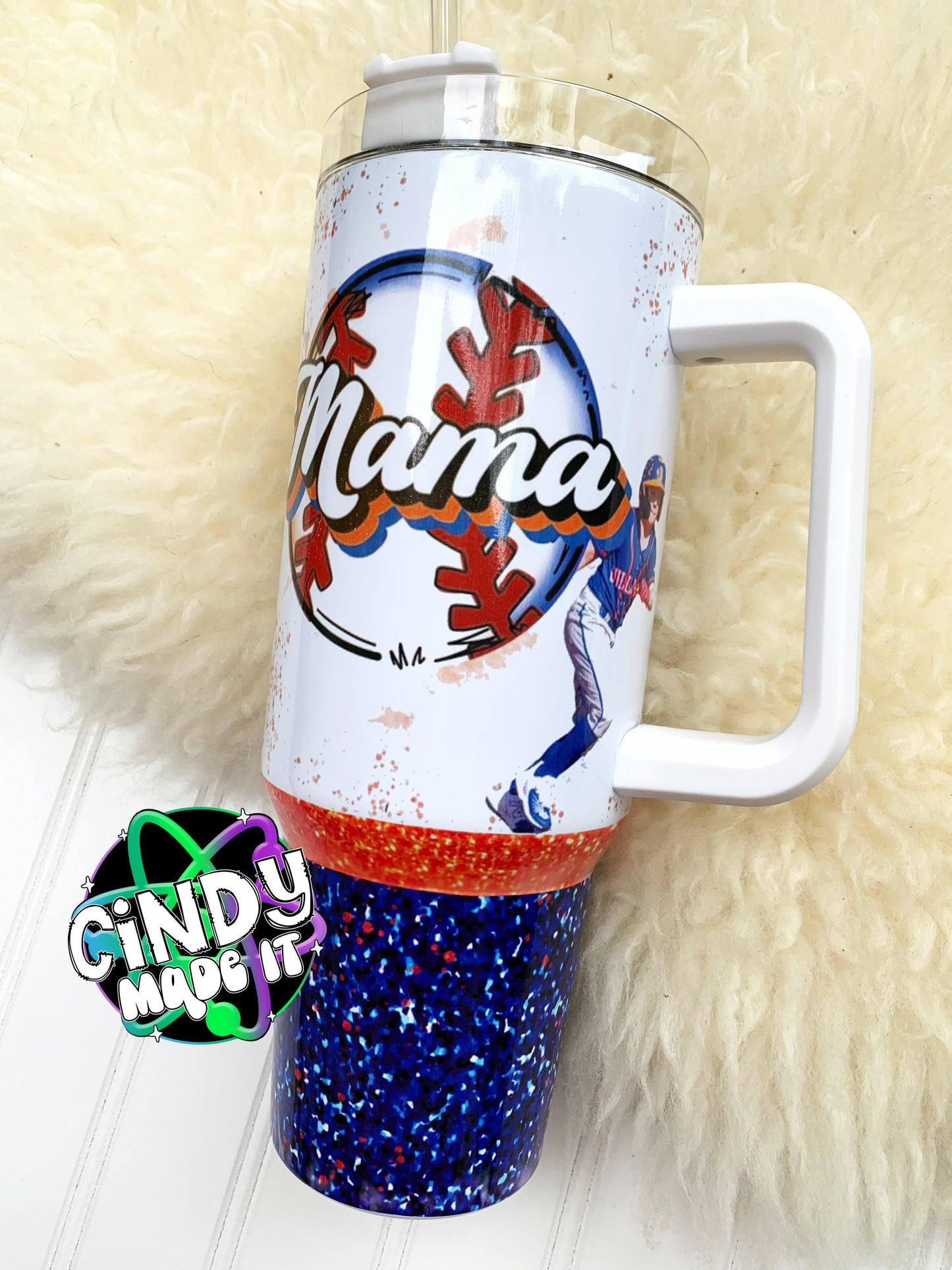 Custom 40oz Handled Sports Mama Sublimation Tumbler