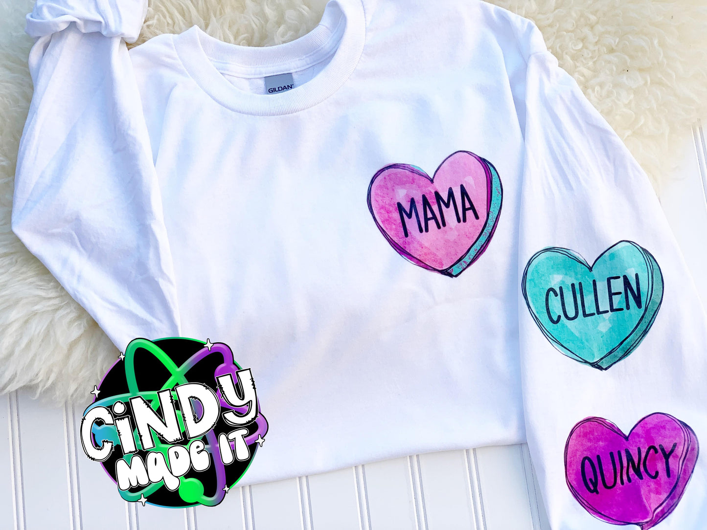 Custom conversation heart w/ long sleeve design valentine t-shirt