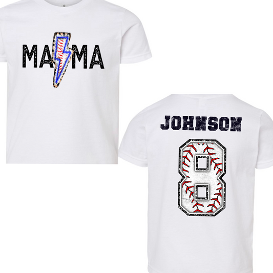 Custom Personalized Baseball/Softball Mama Graphic T-shirt