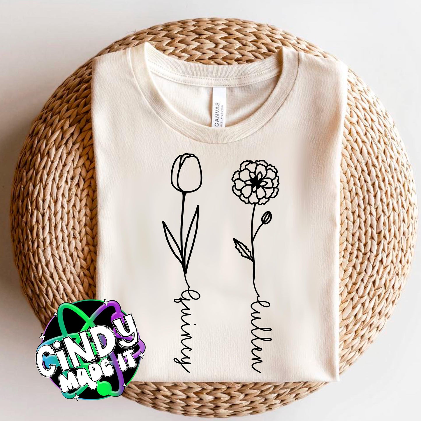 Custom Birth Month Children Floral Graphic T-Shirt